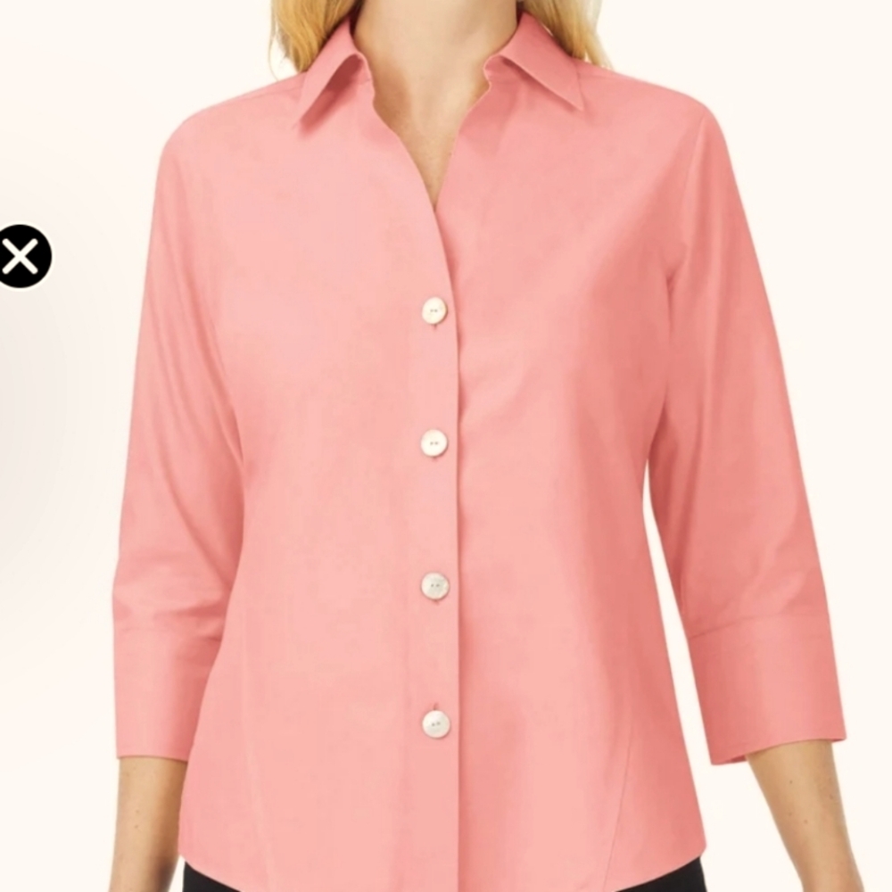 Womens Pink Foxcroft Button Down Pink blouse